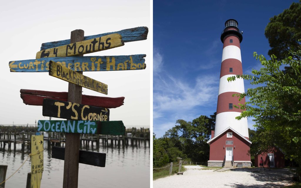 Assateague Island Lighthouse and colorful signs