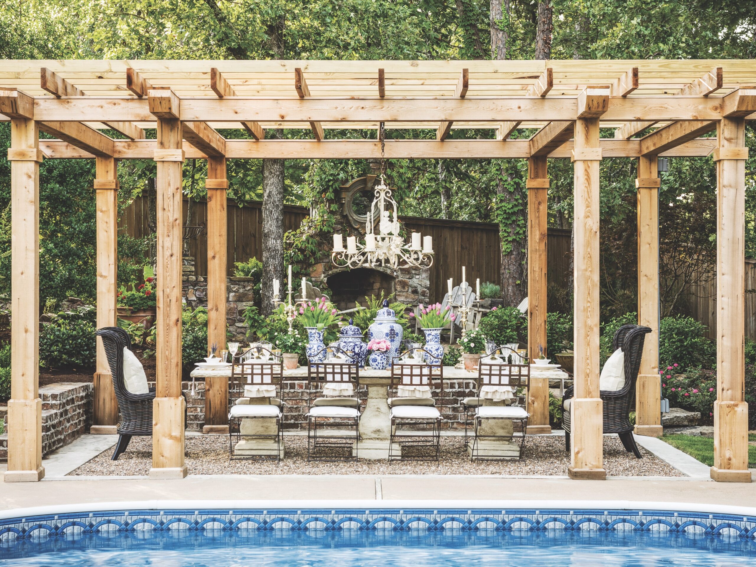 Pergola by a pool