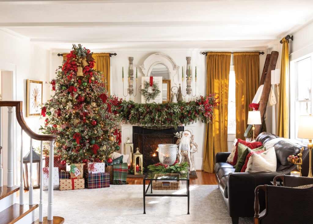 Living room decorated for Christmas