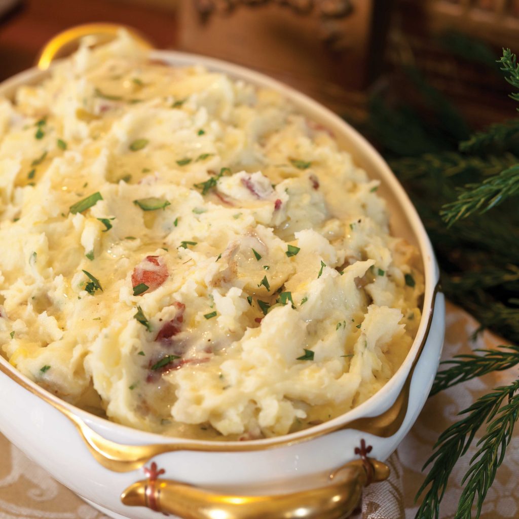 Parmesan Truffle Mashed Potatoes in a dish.