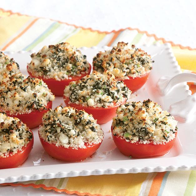 Broiled Spinach and Goat Cheese Tomatoes Recipe