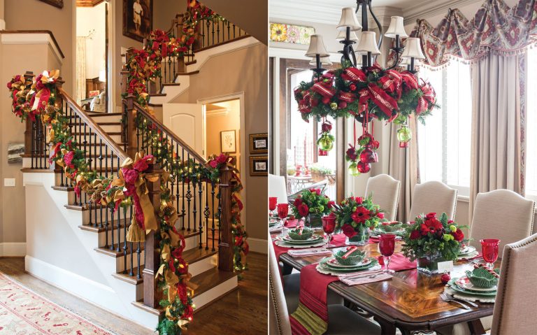 A picture of a home decorated for Christmas