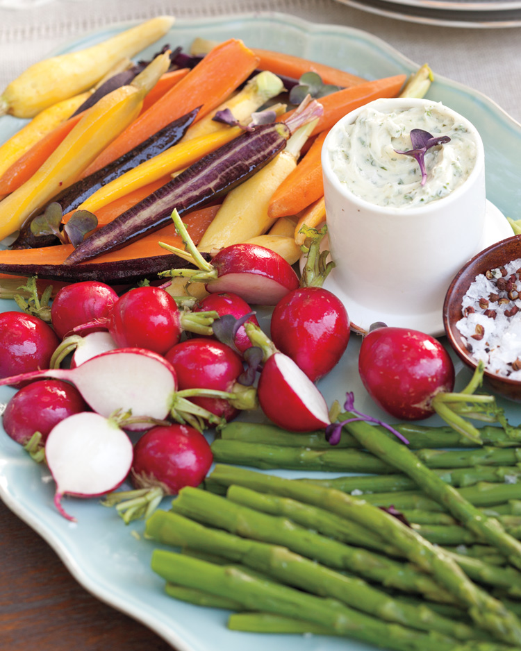 A picture of Southern Lady magazine's Vegetable Crudités with Herb Butter
