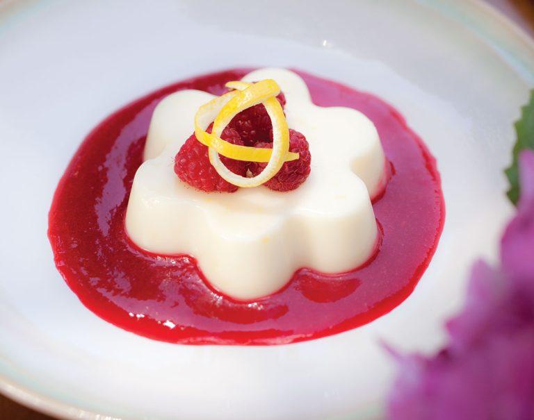 Lemon Panna Cotta with Raspberry Coulis