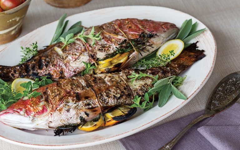Tuscan meal, grilled whole snapper
