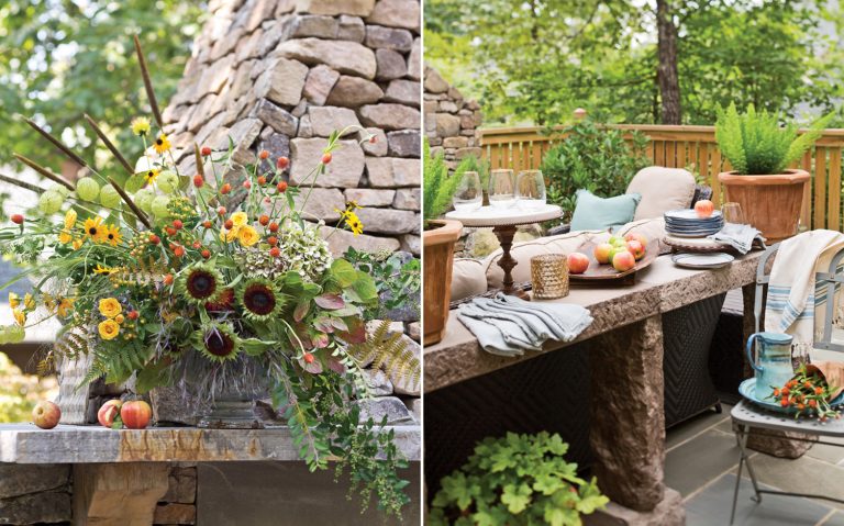 A picture of an outdoor cocktail party to welcome fall