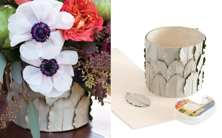A picture of flower leaves container project