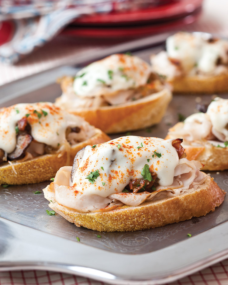 Enticing Holiday Appetizers Turkey Prosciutto and Mushroom Croque Monsieurs