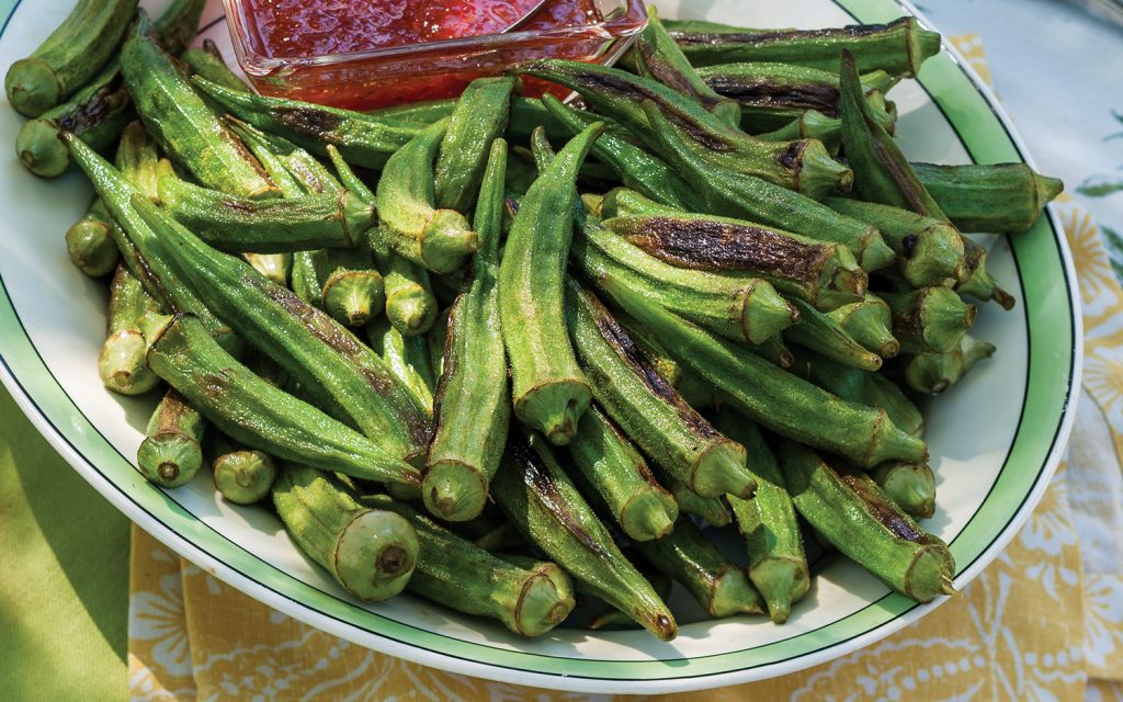 Roasted Okra with Pepper Jelly Sauce