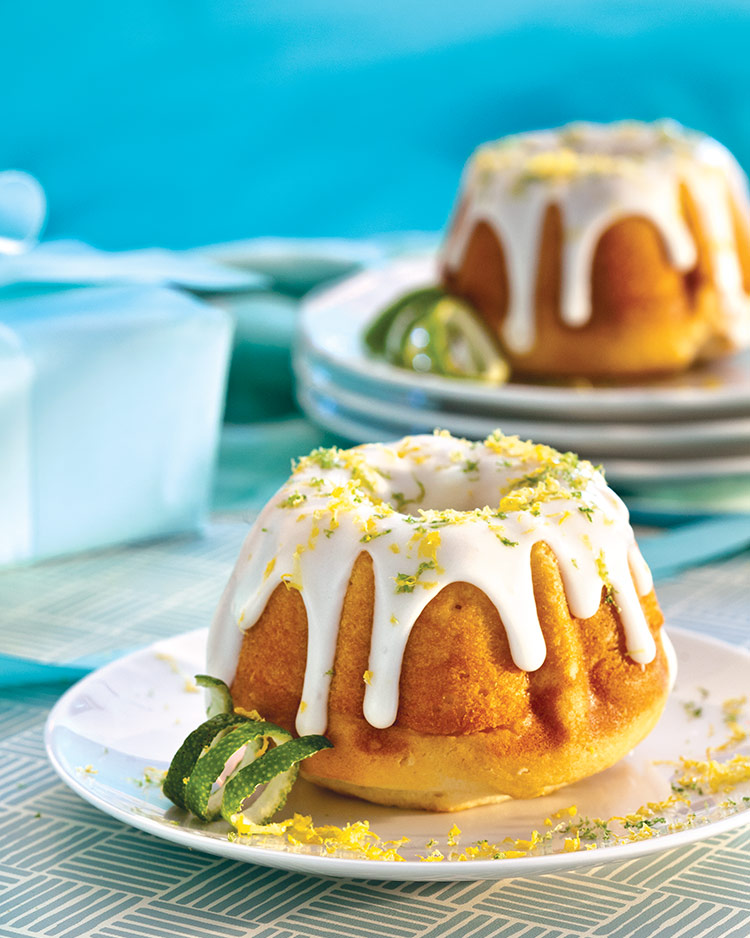 Lemon and Cherry Mini Bundt Cakes - foodiecrush