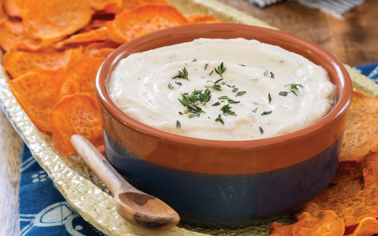 Sweet Potato Chips with Thyme Ricotta Dip