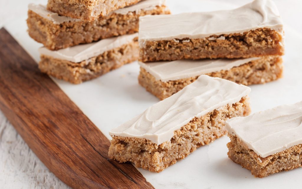 Gingerbread Cookie Bars with Maple Frosting