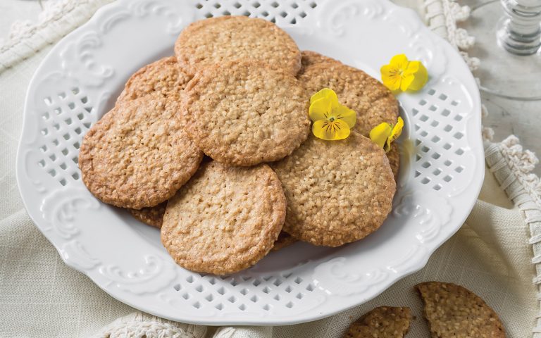 Benne Wafers on a white plate