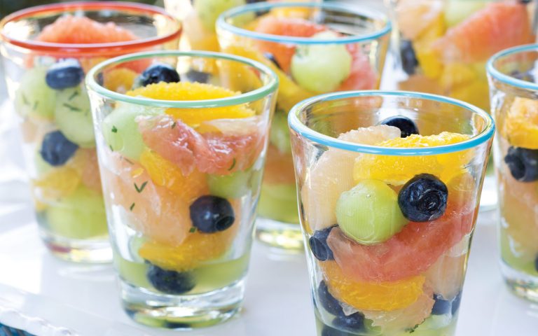 Several cups of fruit salad