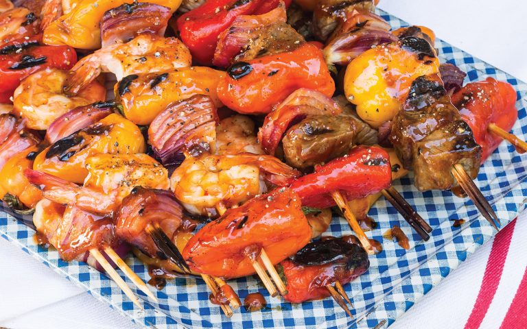Firecracker Beef and Shrimp Kabobs