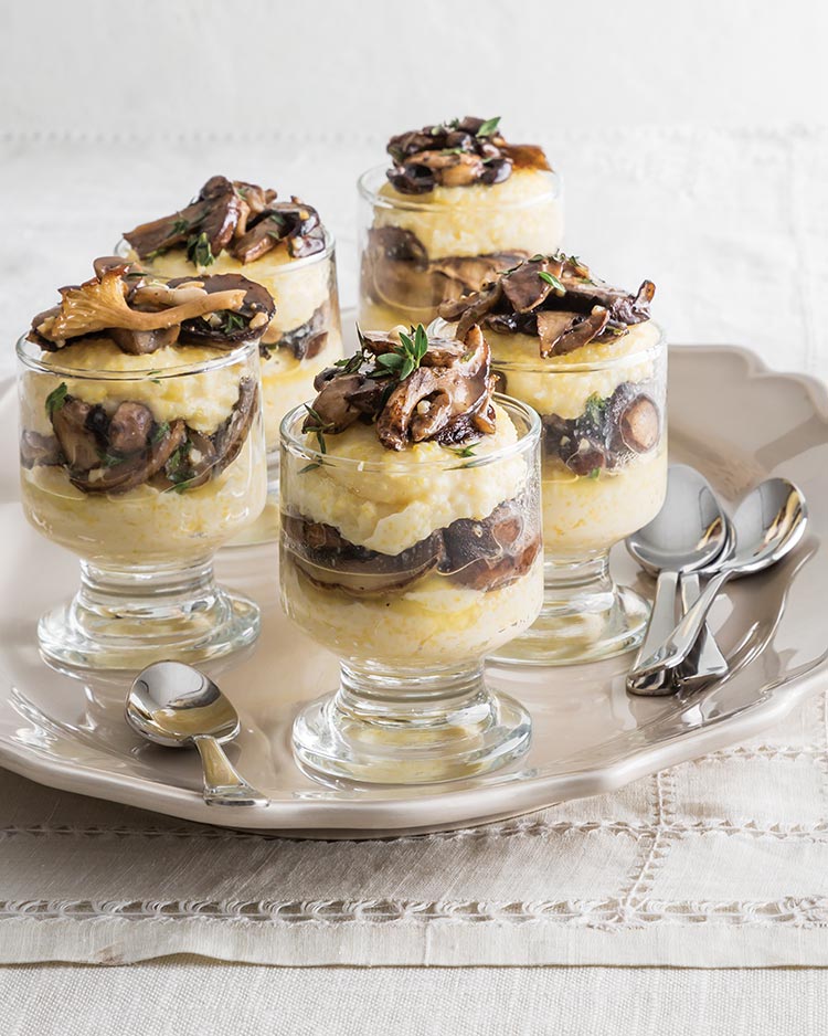 Browned Butter Mushroom and Cheese Grits Parfaits