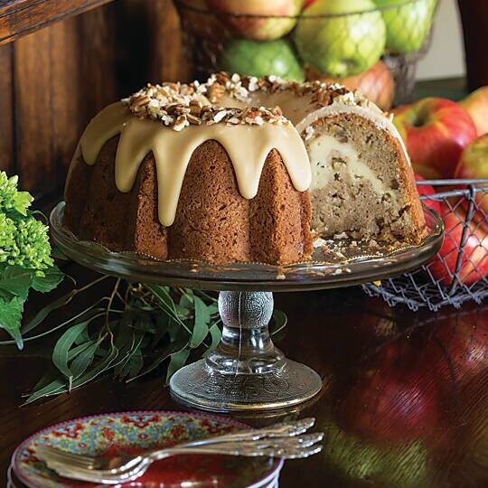 Apple-Cream Cheese Bundt Cake with Brown Sugar Glaze