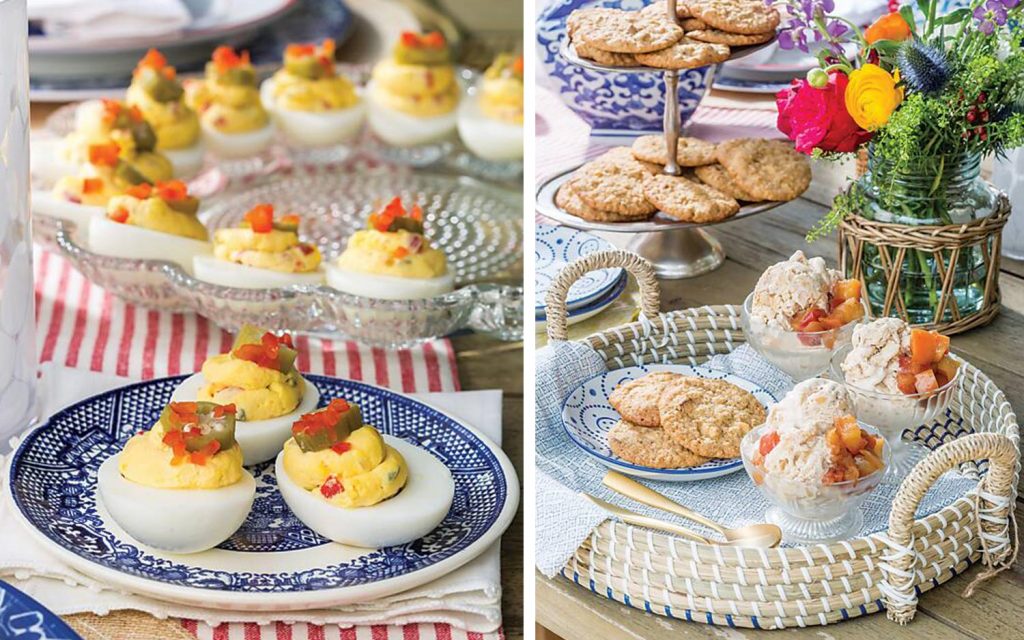 Deviled eggs, cookies, and ice cream
