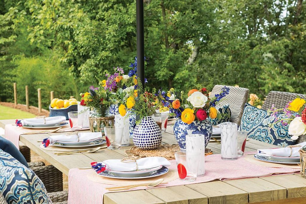 Fourth of July tabletop by the pool