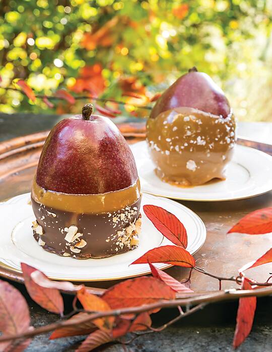 Chocolate recipes salted caramel pears