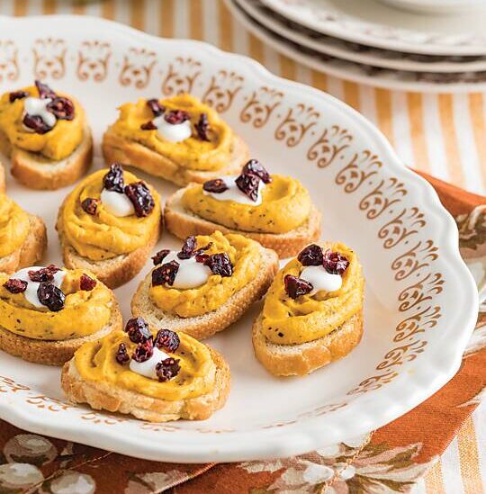 Kabocha Squash Crostini on a platter