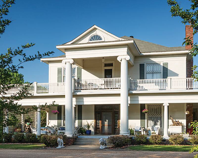 Large white historic home in Greenwood, Mississippi
