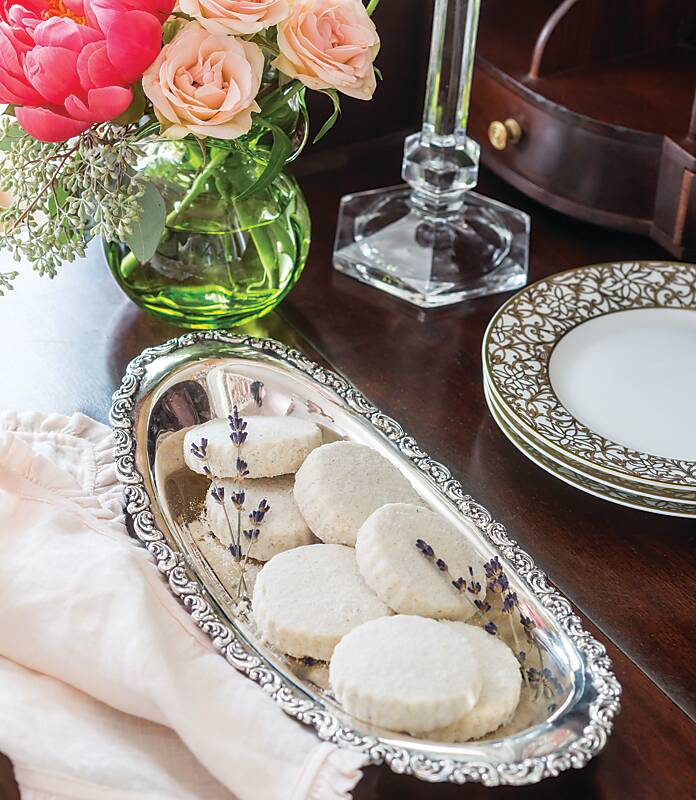 Lemon-Lavender Sables on a silver platter