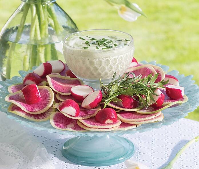 Mixed Radishes with Green Goddess Dressing