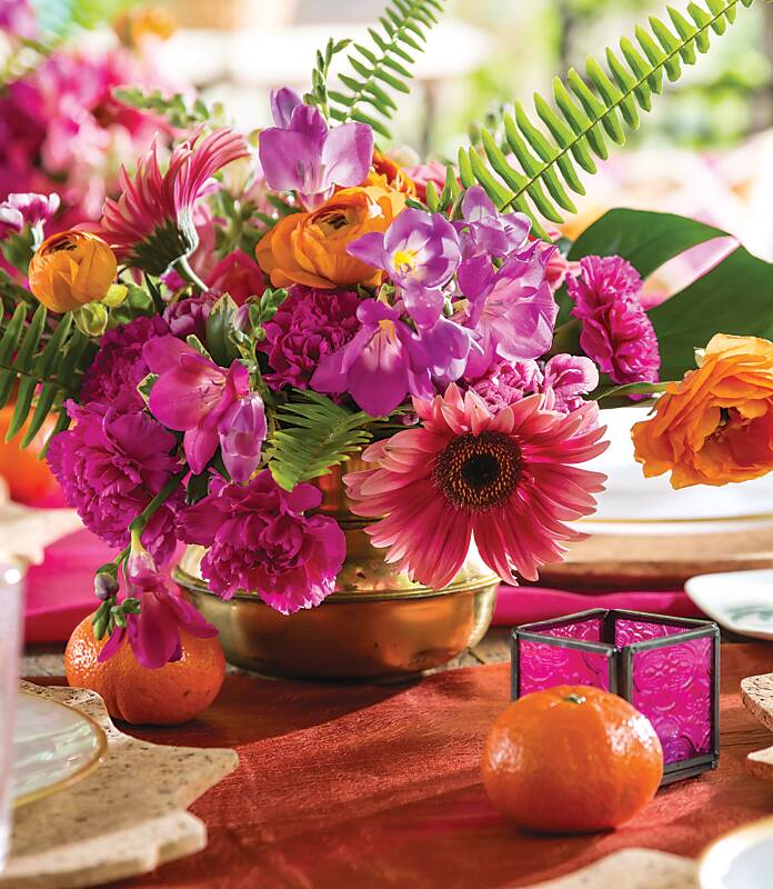 Pink and orange flower arrangement