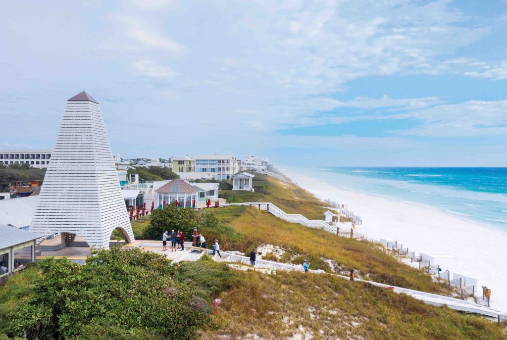 Birds-eye view of Seaside Florida for Labor Day activities inspiration