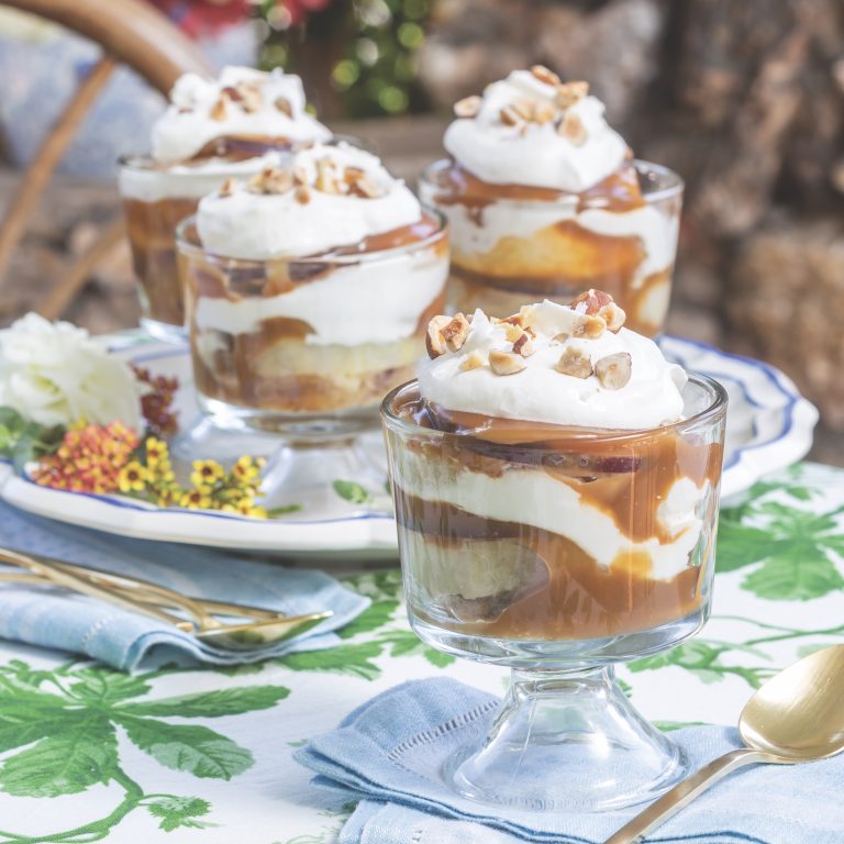Pear and Plum Salted Caramel Trifles