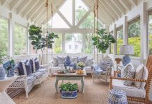 8 Gorgeous Southern Porches to Celebrate Summer Southern porch decorated with blue and white
