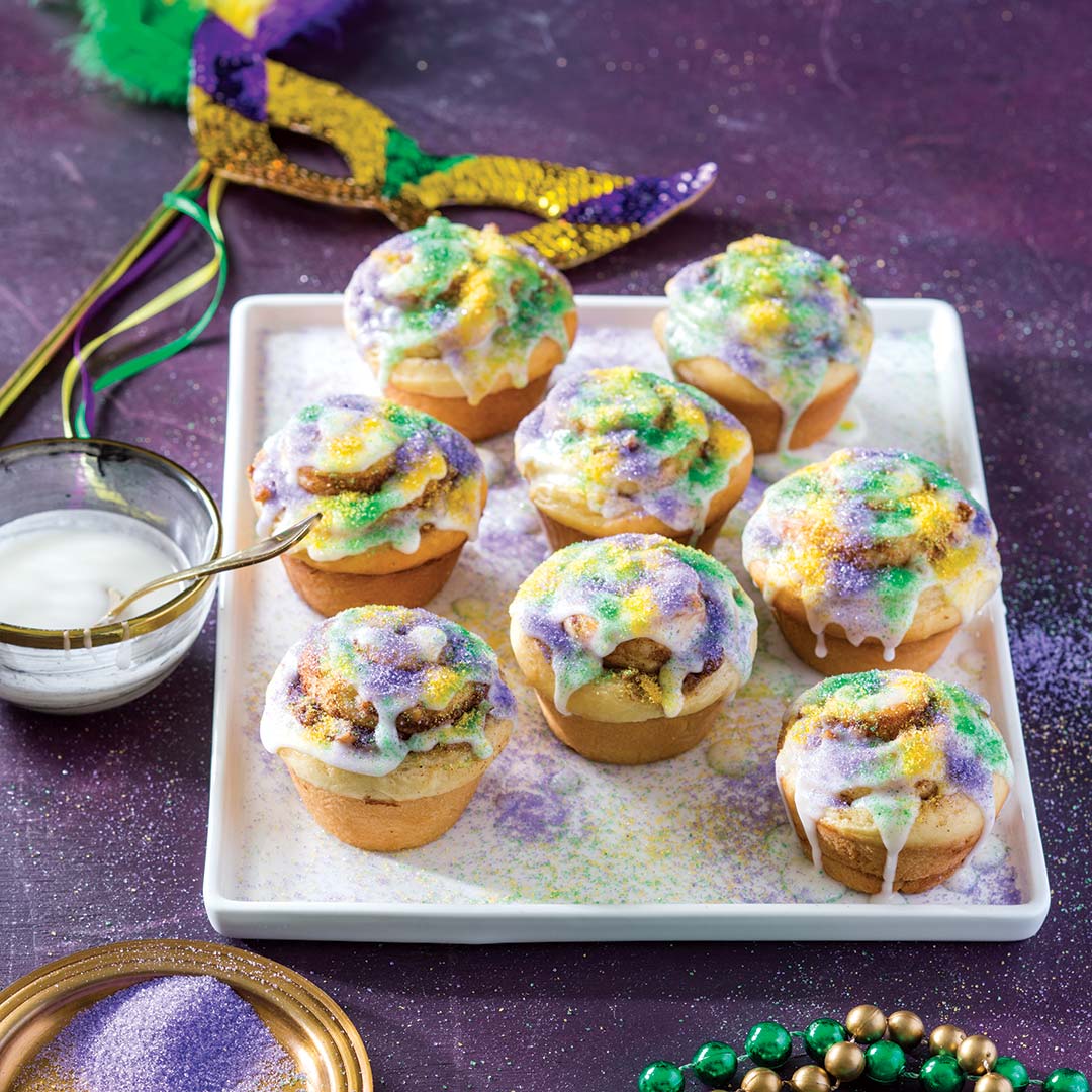 King Cake Cinnamon Rolls