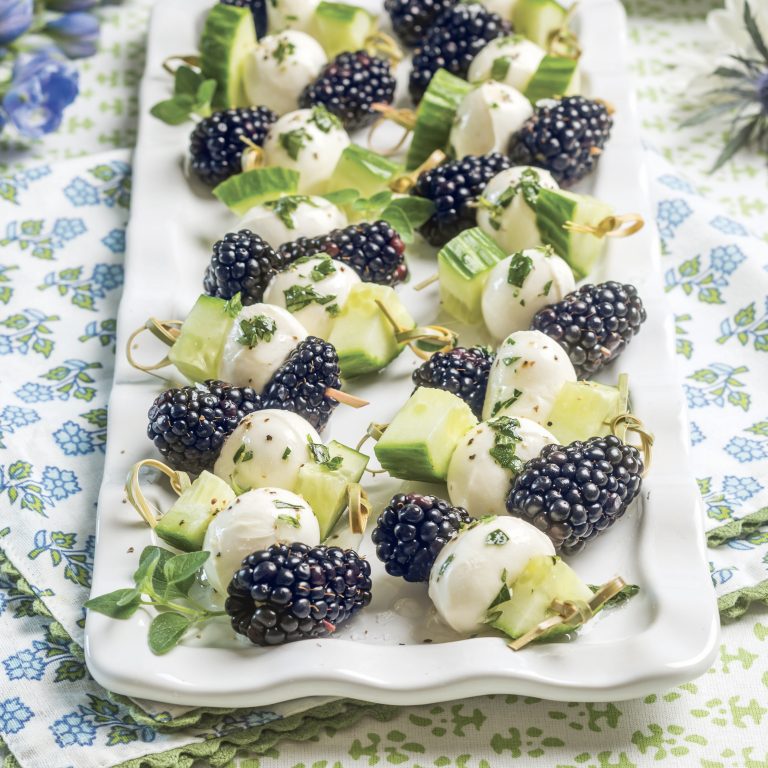 Blackberry-Cucumber Caprese Bites