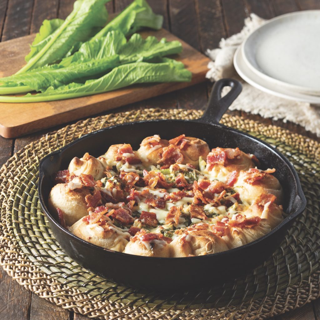 Turnip Green and Bacon Dip with Pull-Apart Bread