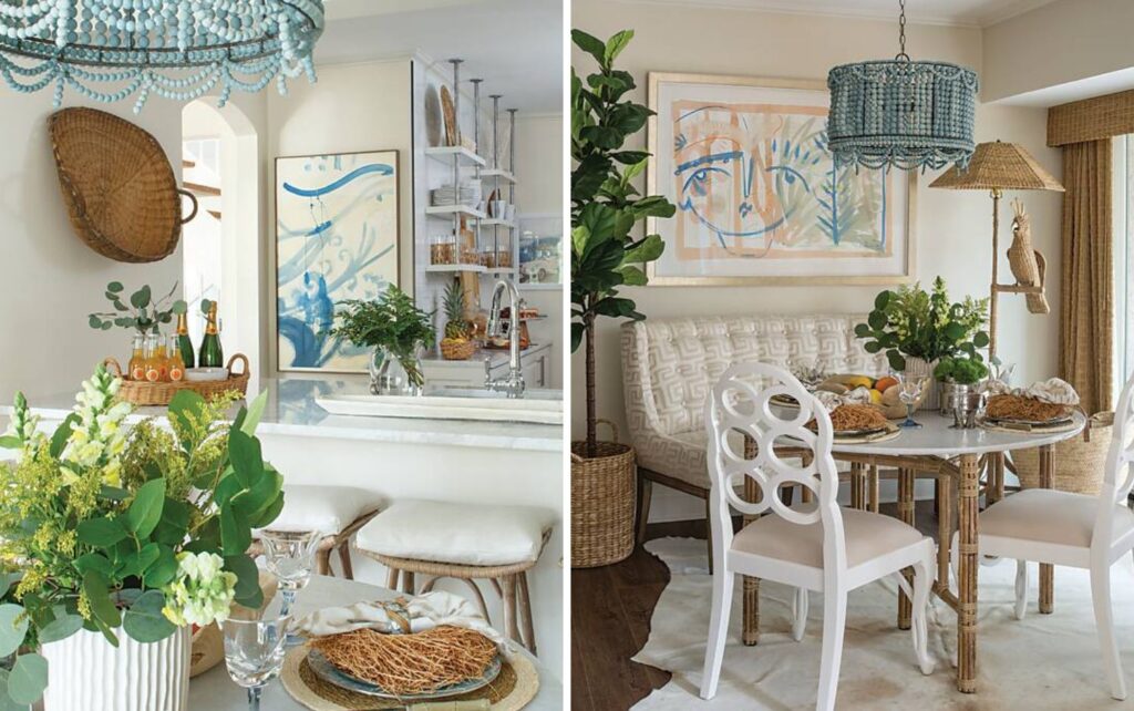 Coastal-inspired kitchen and adjoining breakfast nook