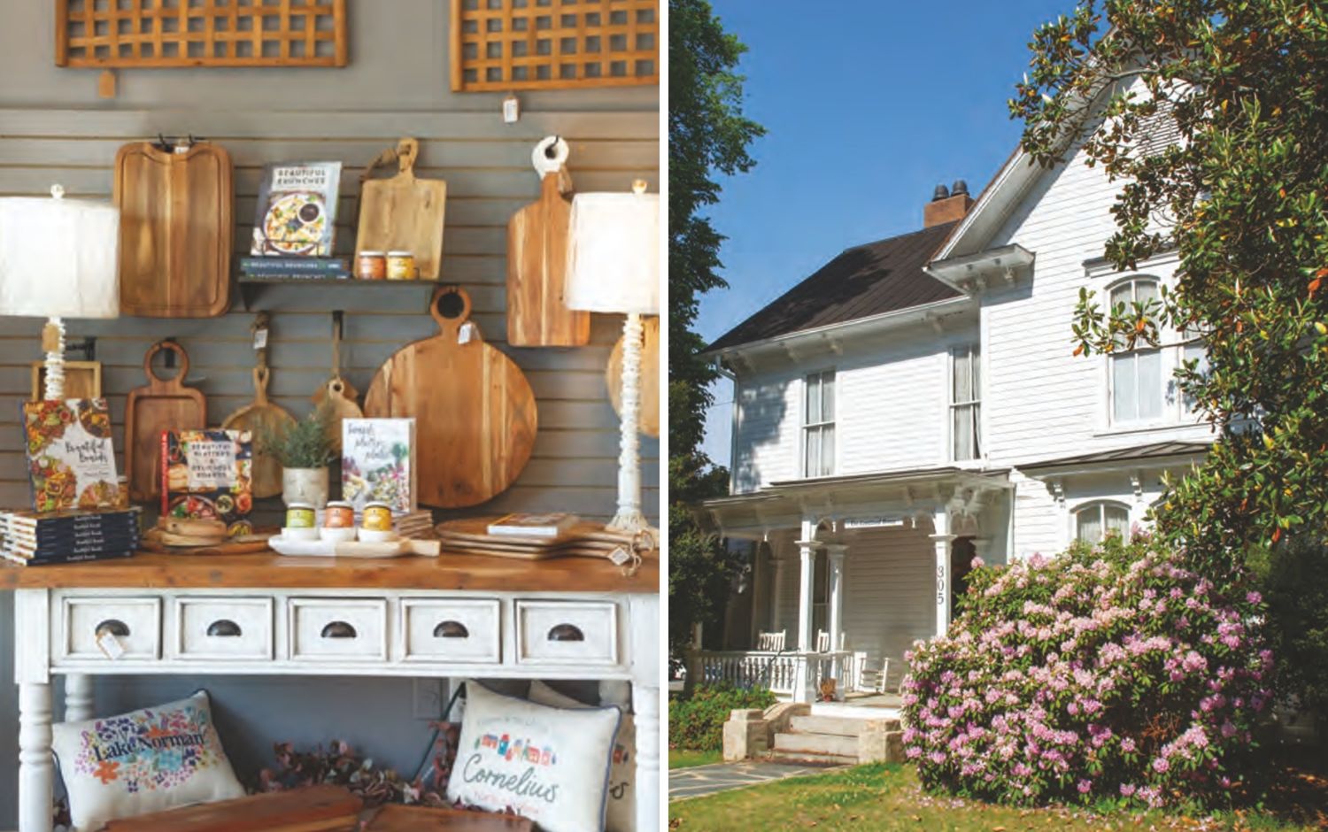 Home goods and historic home in Davidson, NC