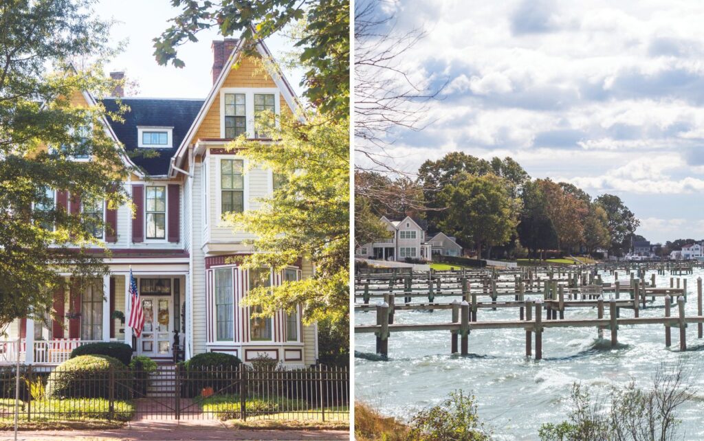 Architecture and waterfront in Easton, MD