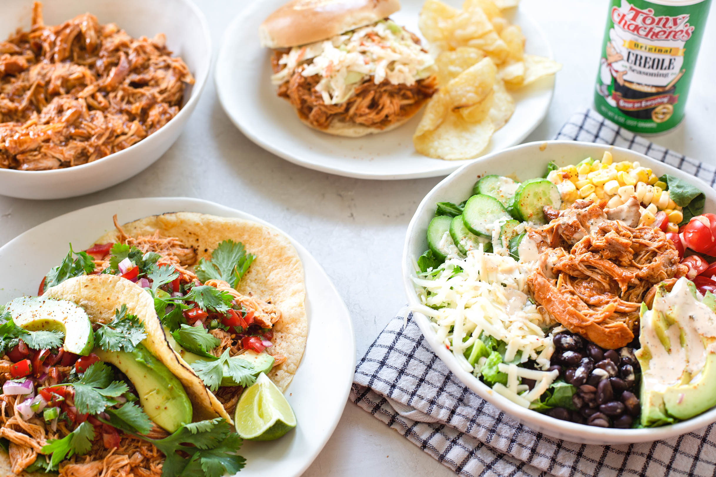 Slow Cooker Cajun BBQ Chicken 3 Ways