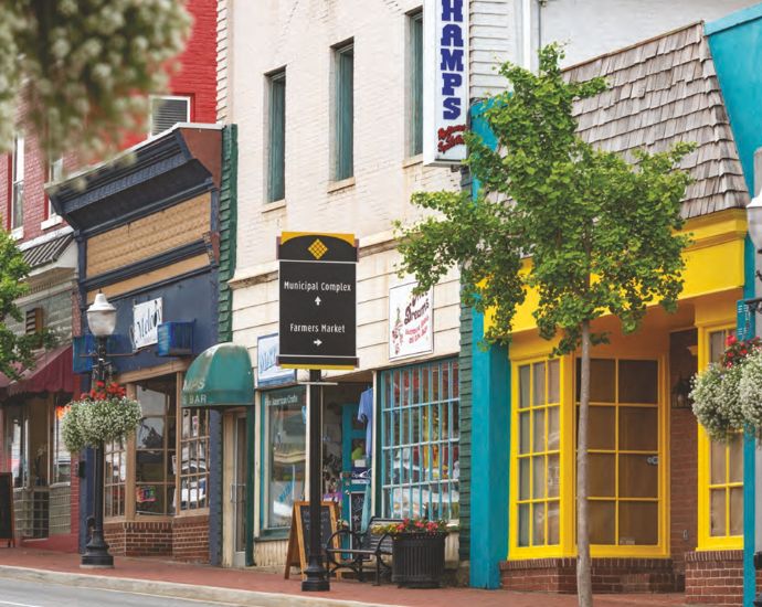 Downtown shops of Blacksburg, Virginia