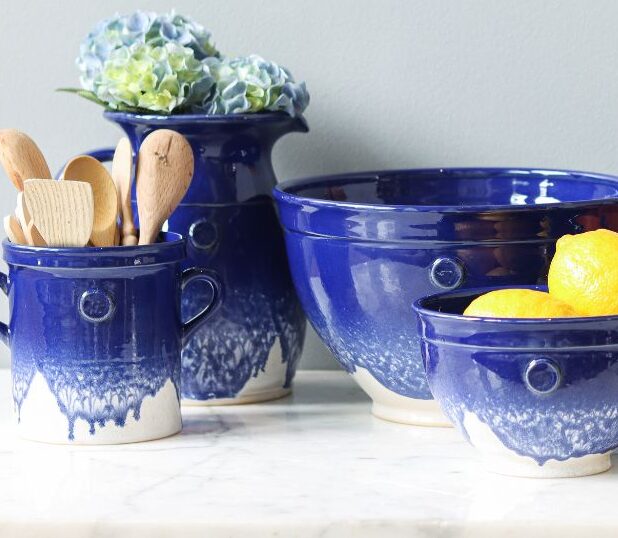 Blue-and-white glazed ceramic vessels: Get Organized & Refresh Your Home with These Trending Finds