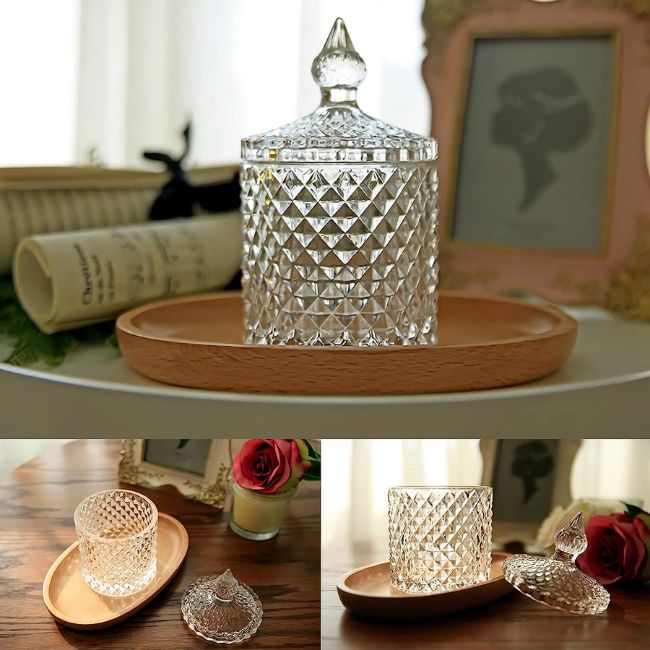 Glass jar with lid styled three ways
