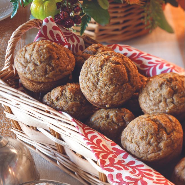 Pumpkin Muffins in a linen-lined basket