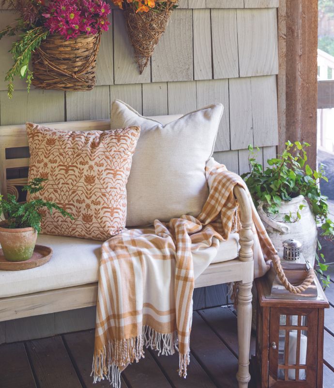 Fall-inspired porch seating area