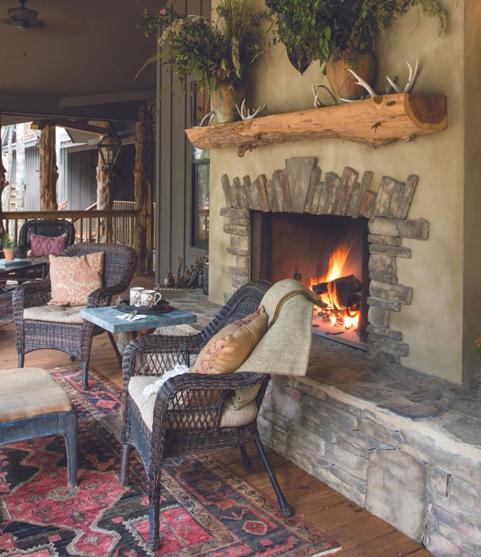 Fireside porch scene