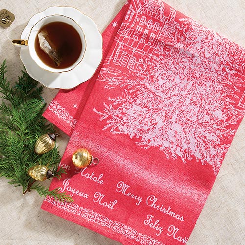 Red Holiday Tea Towel