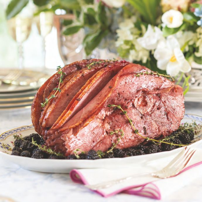 Blackberry-Glazed Ham on a platter