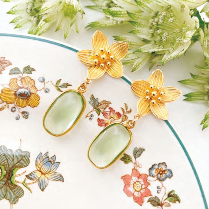 M Donahue gold and green earrings