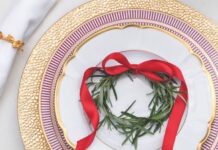 8 Festive Touches for Holiday Entertaining Festive Touches: Rosemary wreath on a plate