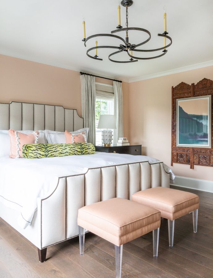 Bedroom with peach walls